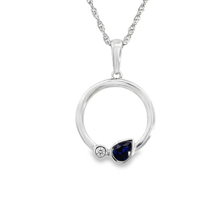 Circle Necklace | 14k White (0.26ct Pear)