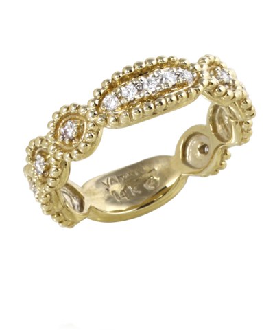 Lady's Yellow 14 Karat Scallop With Beaded Detail Fashion Ring Size 6.