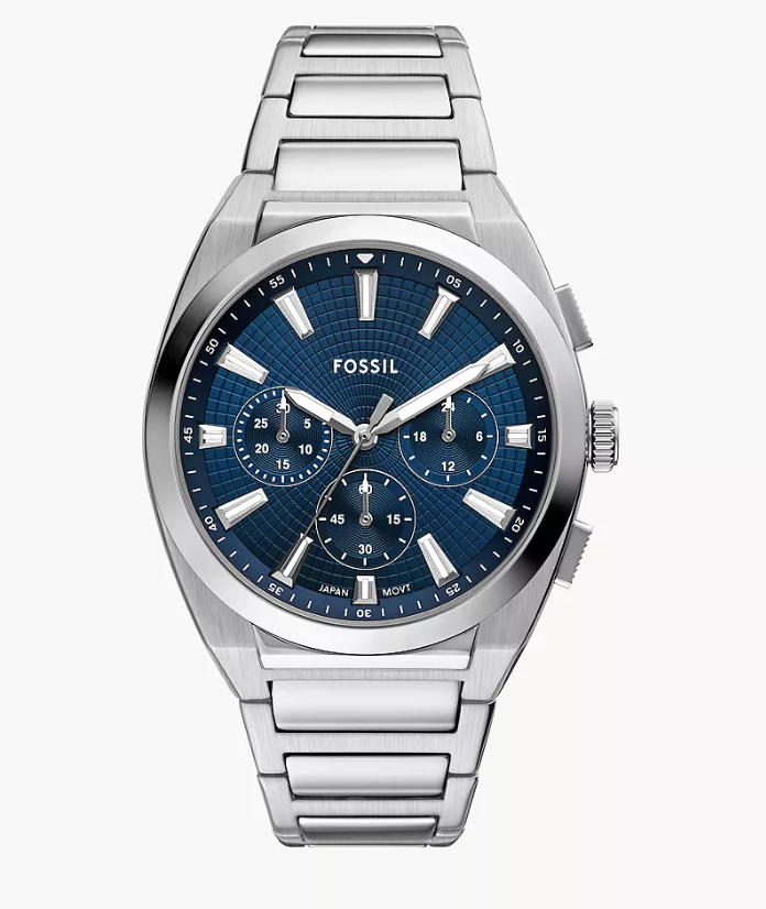 Everett Chronograph Stainless Steel Watch; Blue Dial