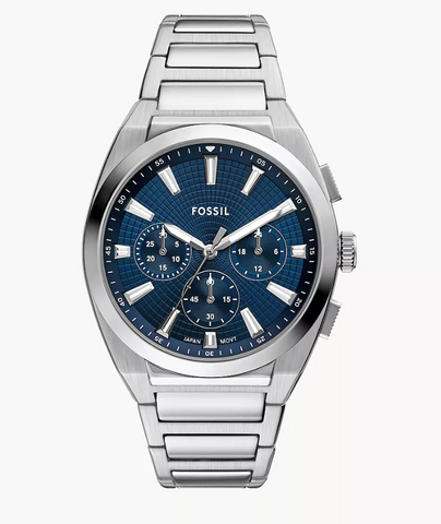 Everett Chronograph Stainless Steel Watch; Blue Dial
