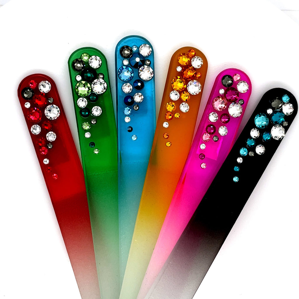One (1) Tempered Glass Nail File Made With Swarovski® Elements, Styles
