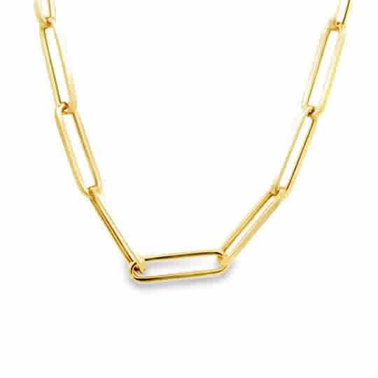 Yellow 14 Karat 3.9Mm Hollow Paperclip Chain Length 18