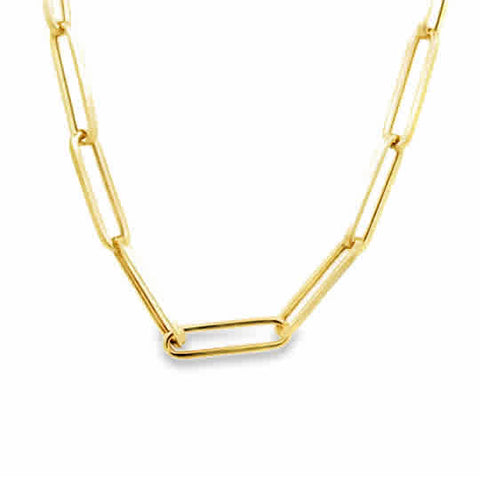 Yellow 14 Karat 3.9Mm Hollow Paperclip Chain Length 18