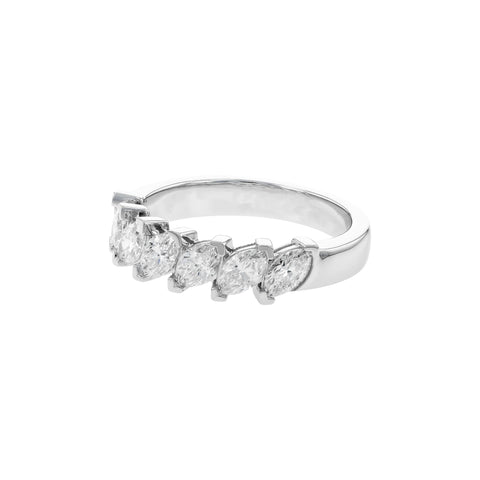 14 Karat White Gold Prong Set Anniversary Ring with 1.25ctw Marquise Cut Diamonds