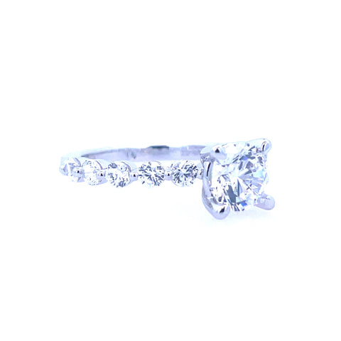 Lady's White 14 Karat Prong Set Ring With One 6.50Mm R Cubic Zirconium