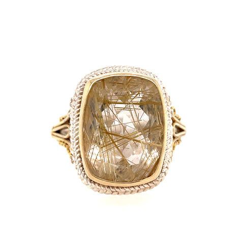 Tt Sterling Silver With 22K Gold Vermeil One Of A Kind Bezel Ring With
