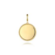 24Mm Round Medallion Engravable Charm | 14k Yellow