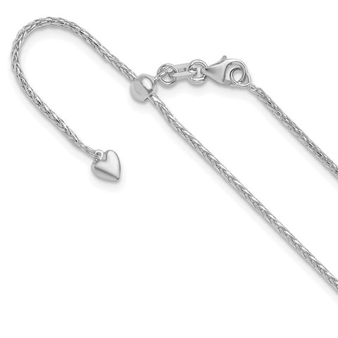 Leslie's 22" 14K White Gold Adjustable 1.3mm D/C Wheat Chain
