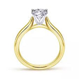 Yellow/White 14 Karat Solitaire With Four Prong Crown Remount Size 6.5