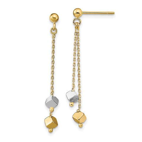 Beaded Dangle Earrings | 14k White/Yellow