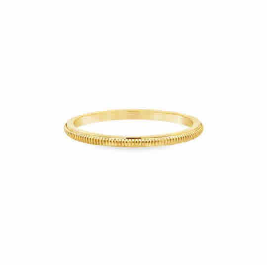 Lady's Yellow 14 Karat 1.5Mm Milgrain Center, Comfort Fit Wedding Band