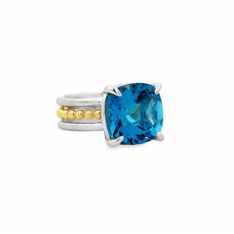 Multi Rows, Beaded Fashion Ring | 925 Sterling Silver/14k TT