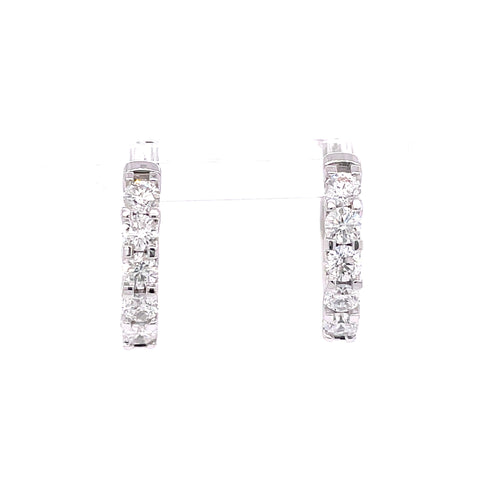 Prong Set Hoop Earrings | 14k White