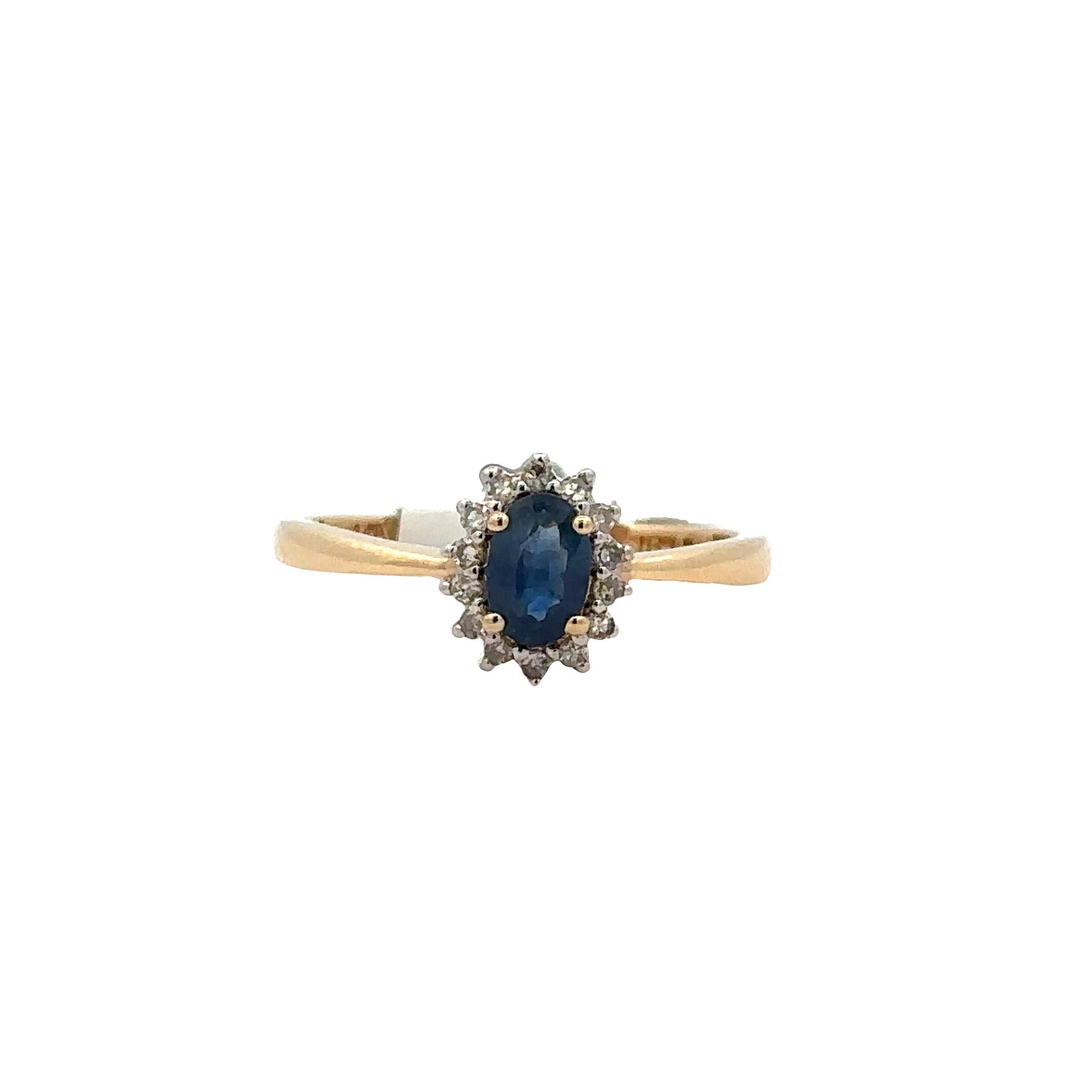 Sapphire Oval Halo Fashion Ring | 14k Yellow (0.70ct Oval)
