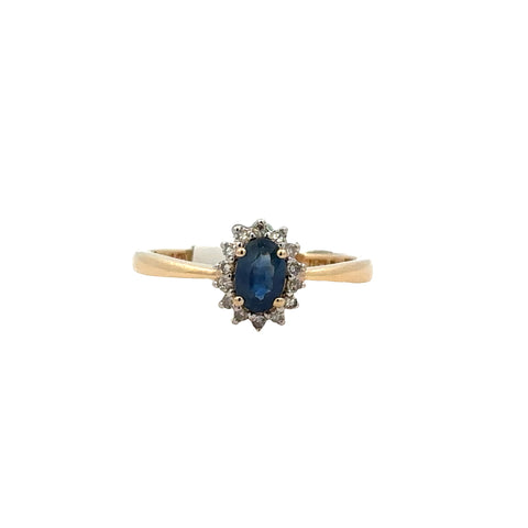 Sapphire Oval Halo Fashion Ring | 14k Yellow (0.70ct Oval)