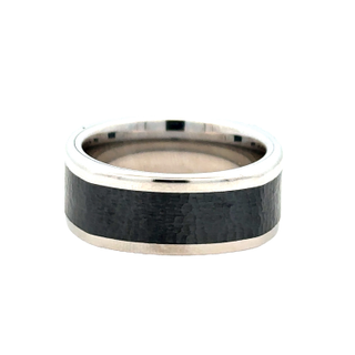 Hammered Center Wedding Band | Serinium White