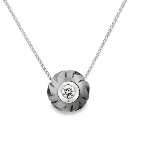 Lady's White 14 Karat Carved, Diamond In A Pearl Necklace Length 18 Wi