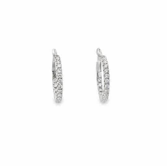 Lady's White 18 Karat Micro Wire, Micro Set Hoop Earrings With 36 = 0.