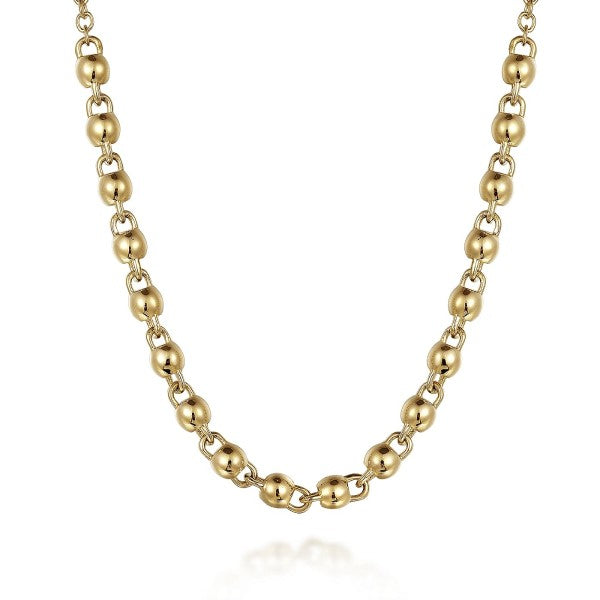 Yellow 14 Karat Beaded Station, Bujukan Collection Chain Length 18