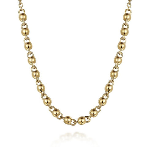 Yellow 14 Karat Beaded Station, Bujukan Collection Chain Length 18
