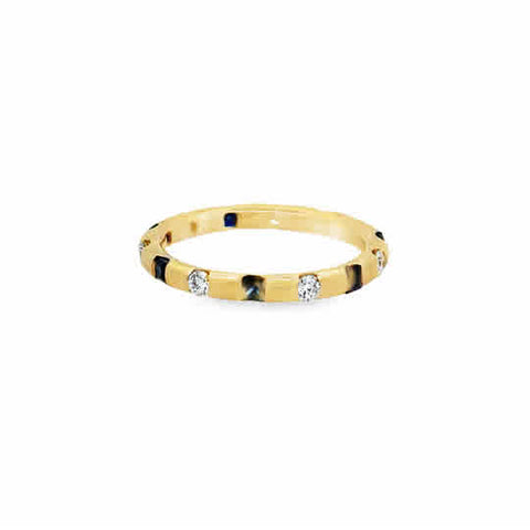 Silent Opus Duo Ring with Sapphires and Diamonds, 14ky