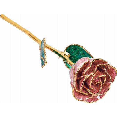 Lacquered Mauve Sparkle Rose | Trimmed in 24 Karat Gold