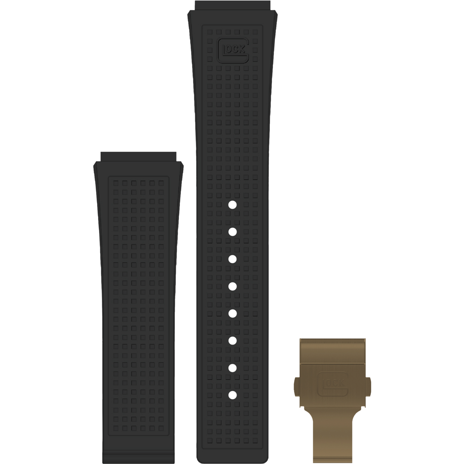 Black Rubber Watch Strap | Yellow Stainless Steel