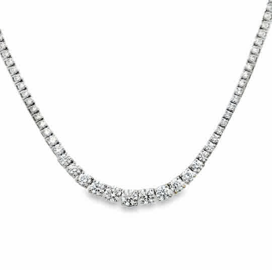 18 Karat White Gold Necklace with 7.09 Carats of Round Brilliant Cut Diamonds