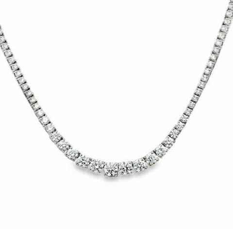 18 Karat White Gold Necklace with 7.09 Carats of Round Brilliant Cut Diamonds