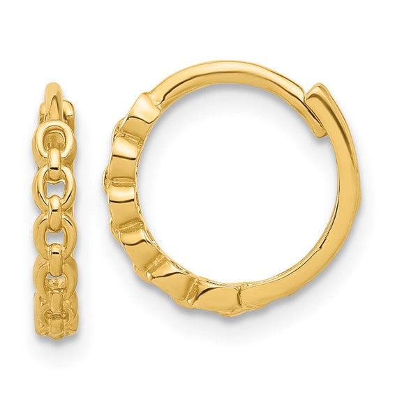 Link Pattern Huggie Hoop Earrings | 14k Yellow