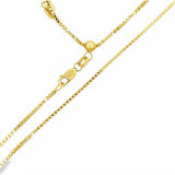 Yellow 14 Karat Diamond Cut 1.1Mm Solid Box Chain, Adjustable Chain Le