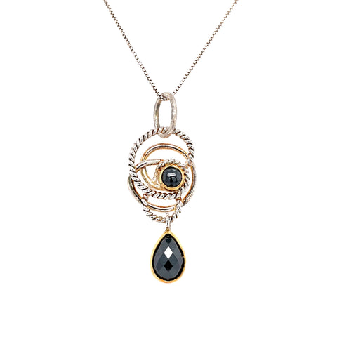 Sterling Silver and 22K Gold Vermeil Pendant with Hematite