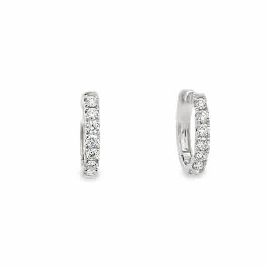 18 Karat White Gold Diamond Hoop Earrings with 14= 0.47tw Round G/H Si1 Diamonds