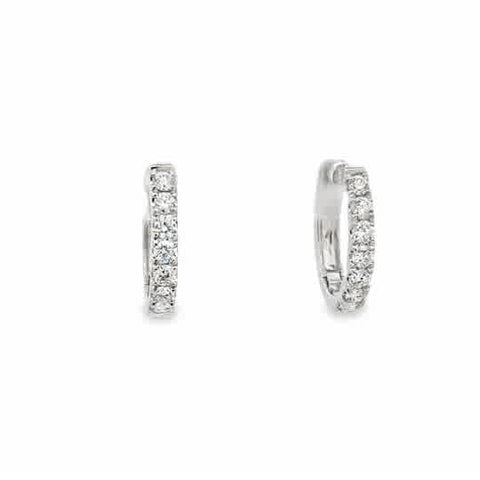18 Karat White Gold Diamond Hoop Earrings with 14= 0.47tw Round G/H Si1 Diamonds