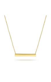 14K Yellow Gold Smooth Bar ID Necklace