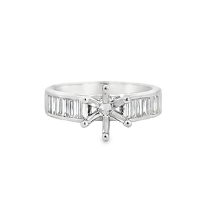 White 14 Karat Cathedral Ring 0.5tw Baguette G/H VS2 Diamonds