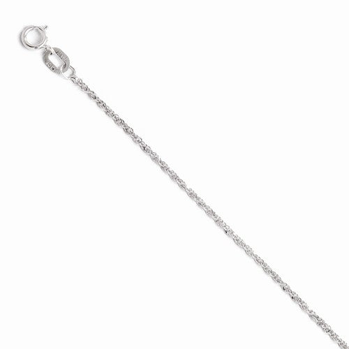 White 10 Karat 1Mm Sparkle Singapore With Spring Ring Clasp Chain Leng