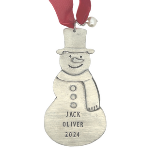 White Pewter Holly Jolly Snowman Ornament This Charming Ornament Can B