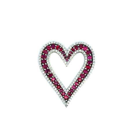 Ruby Heart Necklace | 14k White
