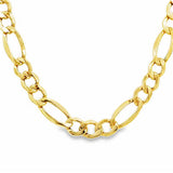 Yellow 14 Karat 7.2Mm Heavy Hollow Bevel Figaro Chain Length 22