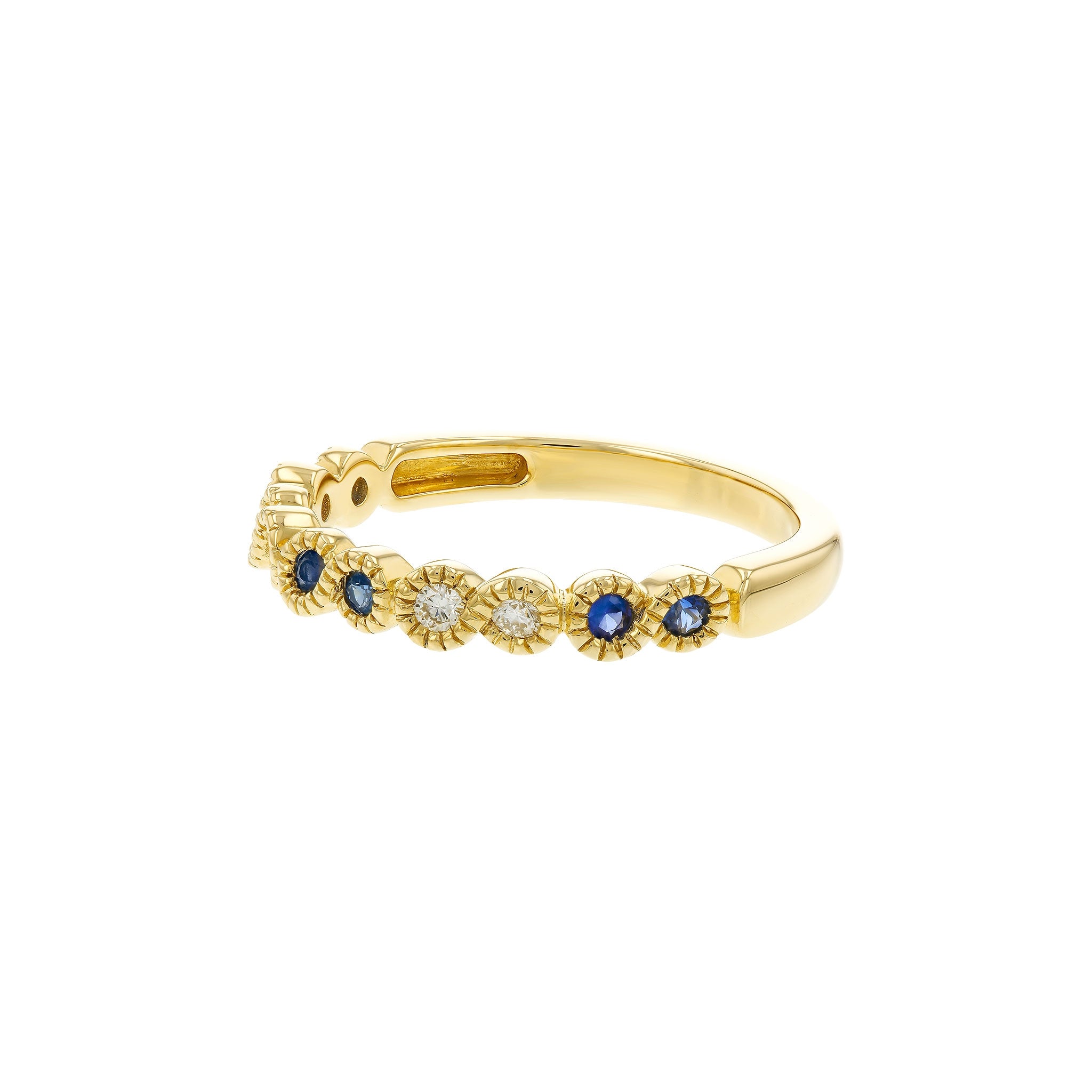 14 Karat Yellow Gold Anniversary Ring with .16ctw Sapphires and .09ctw Round Diamonds