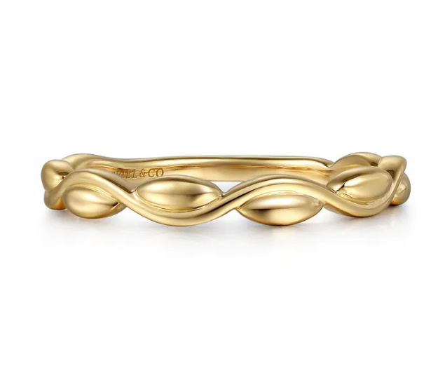 14K Yellow Gold, Swirl Stackable Fashion Ring