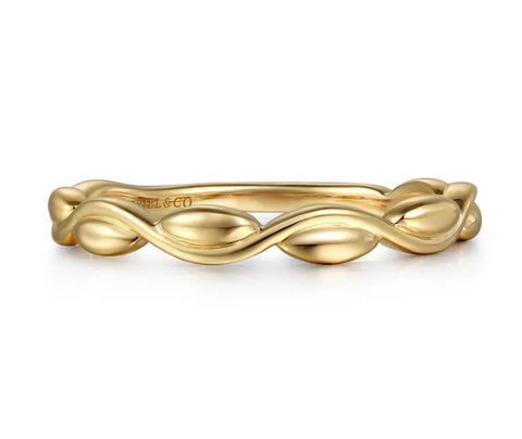 14K Yellow Gold, Swirl Stackable Fashion Ring