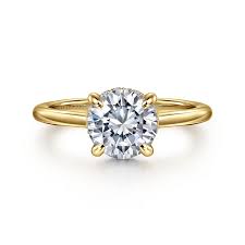 Yellow 14 Karat Solitaire Remount Size 6.5 With One 8.00Mm Round Cubic