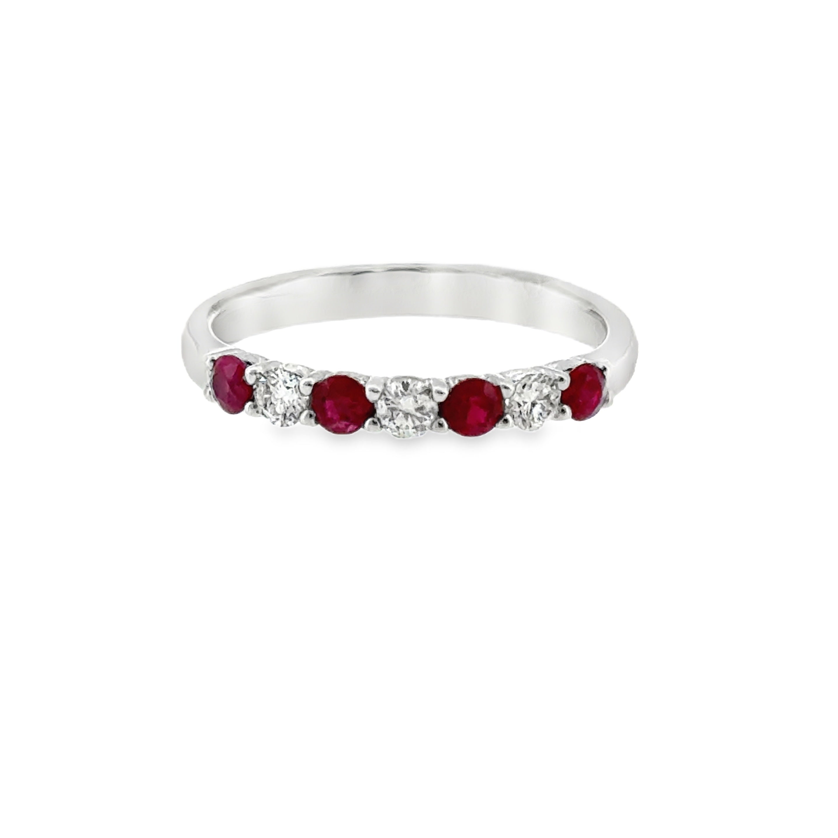14 Karat White Gold Alternating Fashion Ring with .41ctw Rubies and .22ctw Diamonds