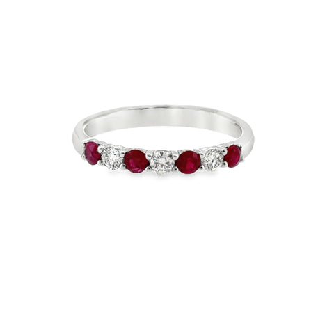 14 Karat White Gold Alternating Fashion Ring with .41ctw Rubies and .22ctw Diamonds