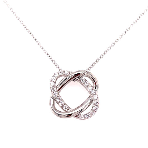 White Polished Sterling Silver Interlocking Ovals Jewelry With R Cubic