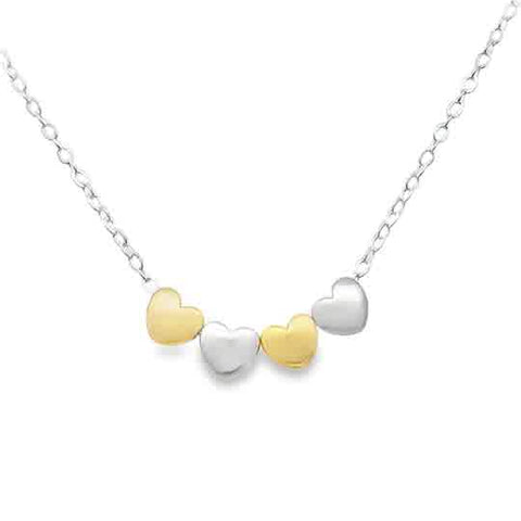 Lady's Tt Ss/Gold Filled Little Loves With Two Heart Charms, Two Sterl