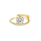 14 Karat Yellow Gold Bypass Engagement Ring with Round Cubic Zirconium and .33ctw Round Brilliant Cut Diamonds