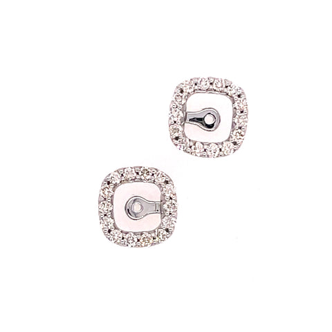 Lady's White Polished Platinum Cushion Halo, Convertible Jackets Earri